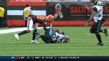 DeShone Kizer airmails his receiver and it's picked off by A.J. Bouye