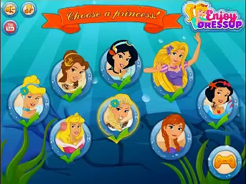 ♛ Disney Mermaid Princesses Elsa, Anna, Rapunzel, Snow White, Belle, Jasmine, Aurora, Cinderella