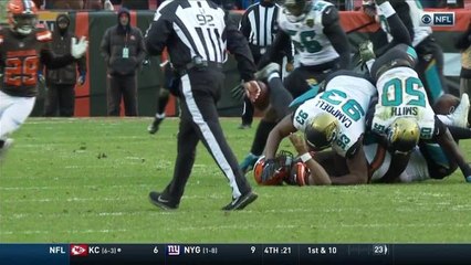 Yannick Ngakoue forces the DeShone Kizer fumble and Dante Fowler recovers for the turnover