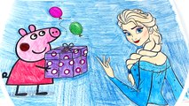 Peppa Pig and Elsa Coloring Book Pages Kids Fun Art Coloring Video For Kids