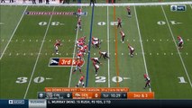 Denver Broncos quarterback Brock Osweiler breaks loose, rushes for a first down