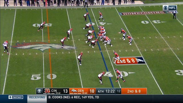 Denver Broncos running back C.J. Anderson's fumble pops up into mid-air, Bengals recover