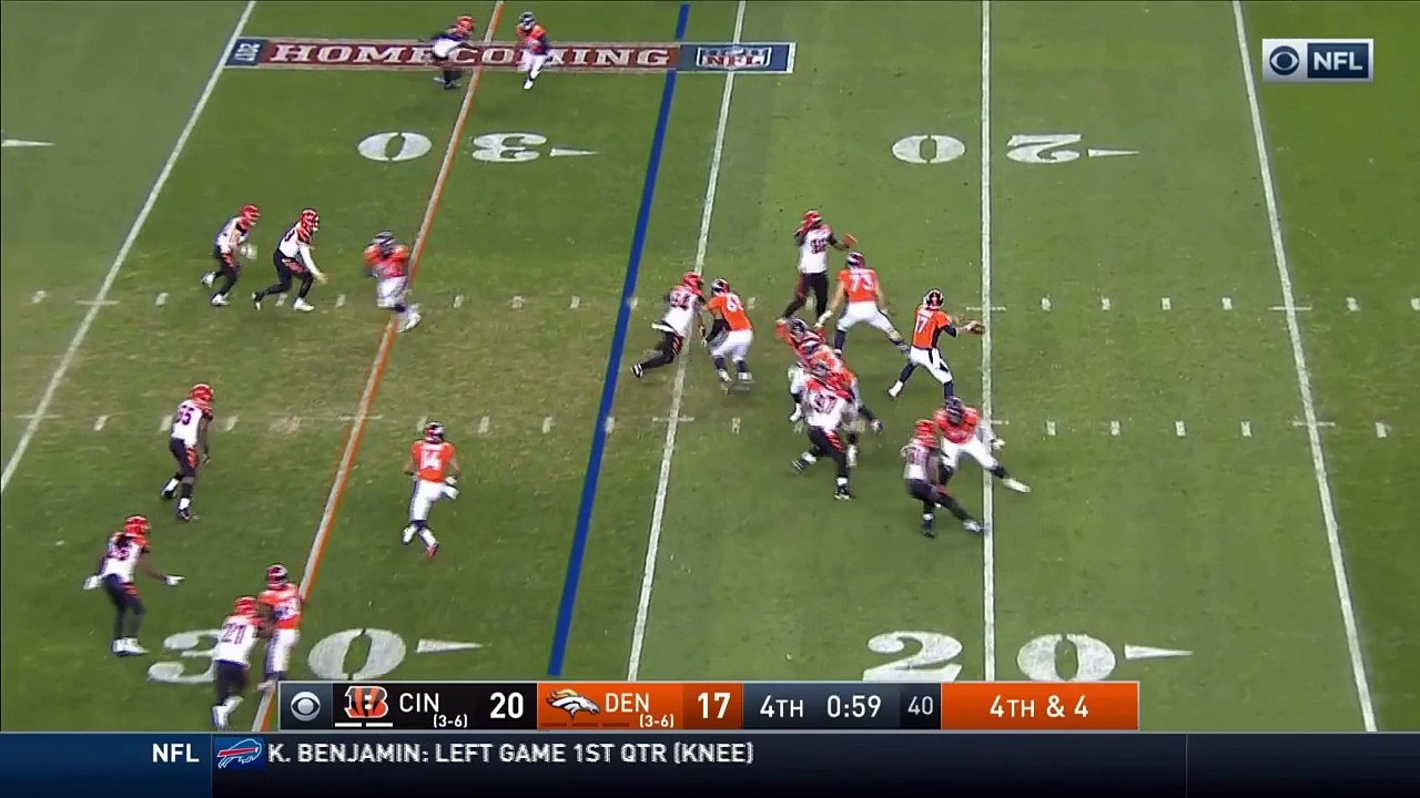Denver Broncos quarterback Brock Osweiler's fourth-down pass goes low, falls incomplete