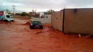 Flash floods sweep away vehicles in Greece