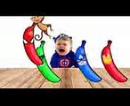 Bad Baby Crying and Learn colors with Monkey Bananas Superhero, Finger Family Nursery Rhymes Songs