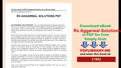 Rs Aggarwal Solutions