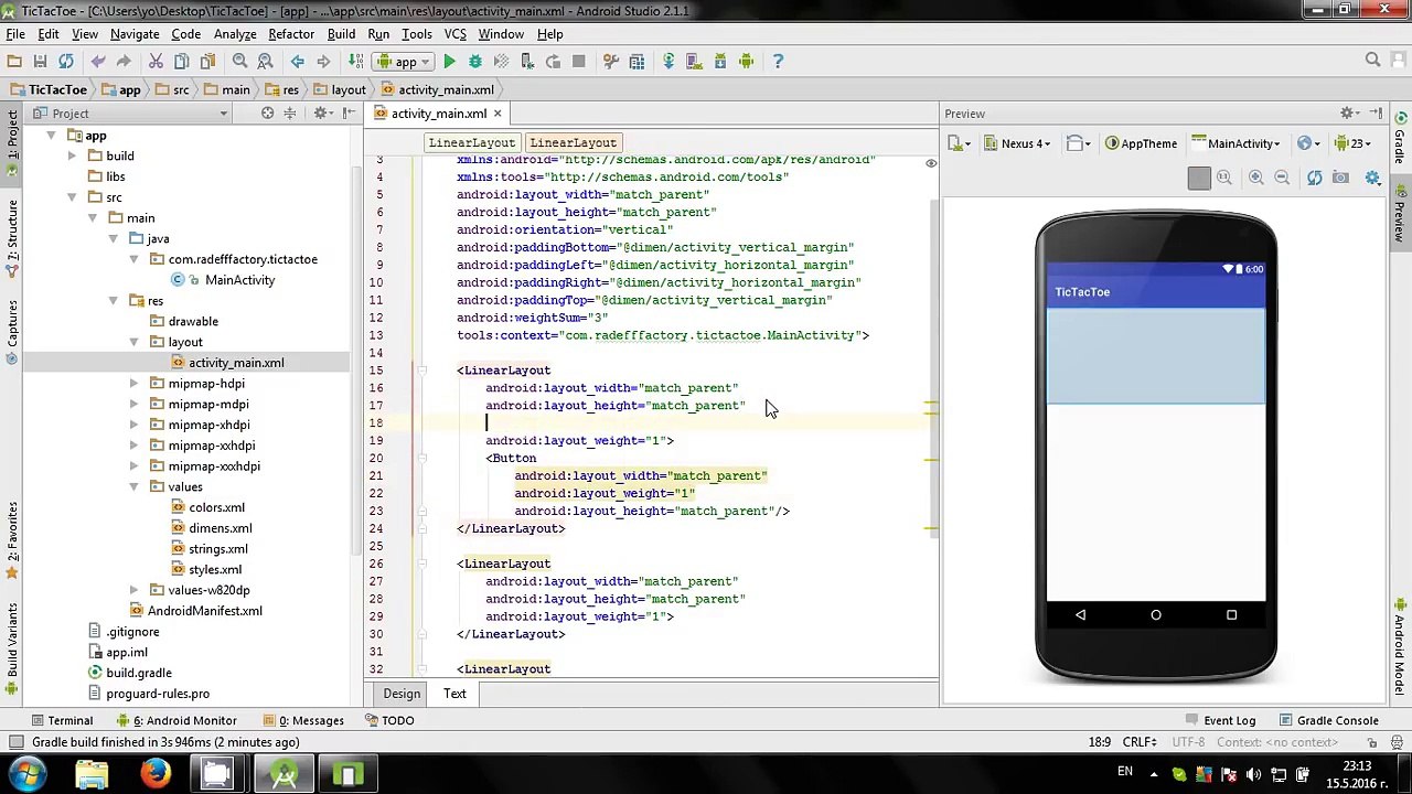 Develop TicTacToe game in Android Studio