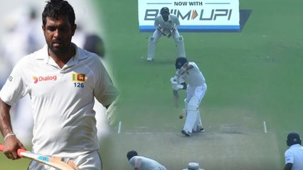 கொல்கத்தா டெஸ்டில் பரபரப்பு... அவுட்டிலிருந்து தப்பிக்க இலங்கை வீரர் செய்த மோசடி!- வீடியோ