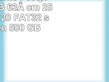 BIPRA Externe Festplatte 100 GB 63 cm  25 Zoll USB 20 FAT32 silberfarben 500 GB