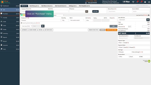 hCue Medical Store Software-How to enable selling price in purchase?