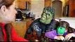 Bad Baby Hulk vs Spidergirl vs Green Goblin vs Venom & Hulk - Food Fight  Real Life Superhero Movie