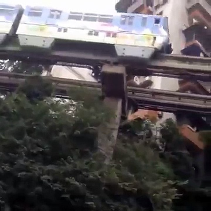 amazing miracle.train enters into a building
