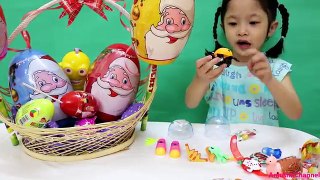 Bóc trứng đồ chơi khổng lồ ông già Noel - Santa Claus surprise eggs - AnhAnhChannel