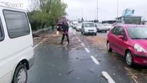 İstanbul’da fırtına otoyola ağaç devirdi