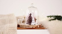 DIY Noel : faire un paysage sous cloche avec des sapins en papier