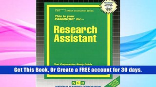 Best Ebook Research Assistant (Passbook for Career Opportunities) Jack Rudman Read  Portable