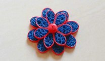 How To Make A Paper Art Quilling blue and red Flower design