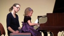 Suzuki Piano Book 1, First Piano Recital, Ieva Stalyga (age 3), Up-close view