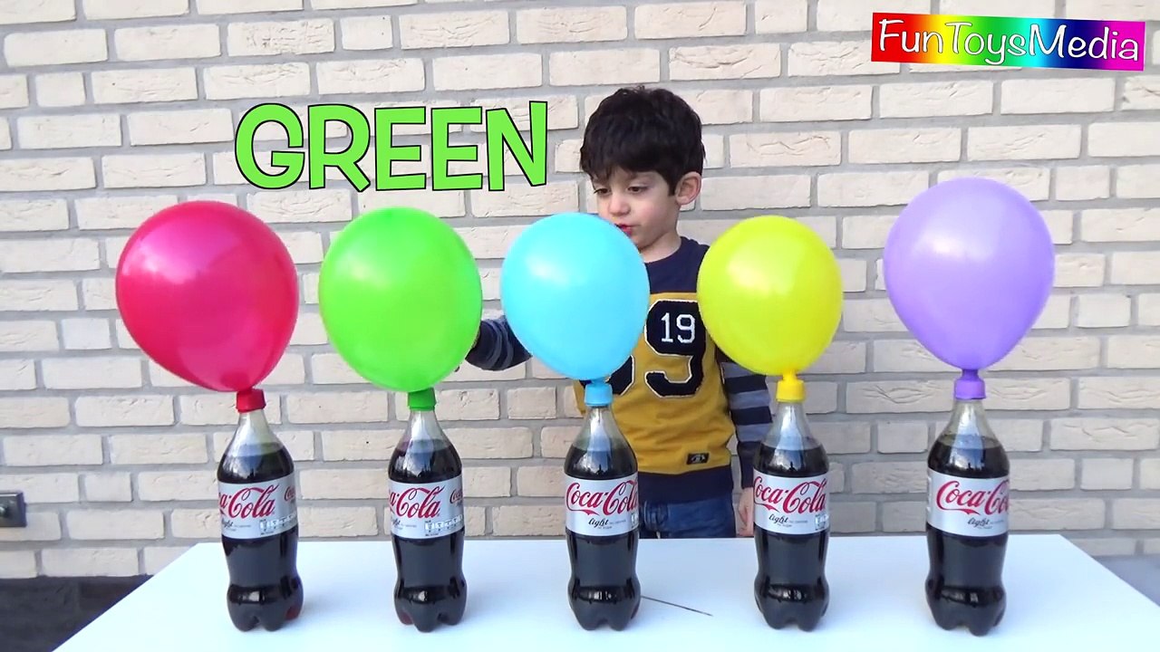 Learns Colors with Balloons and Diet Coke Mentos Experiment Challenge _ Fun Kid Science Experiment-ugAytu5plag