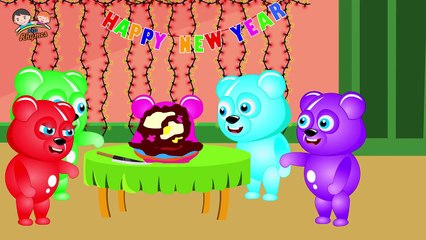 Mega Gummy Bear Celebrating Happy New Year Finger Family Rhyme For Childrens
