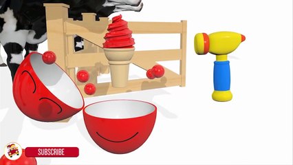 Learn Colors With Surprise Eggs Ice Cream Lollipop Cow Colors for Children- Colours for Kids