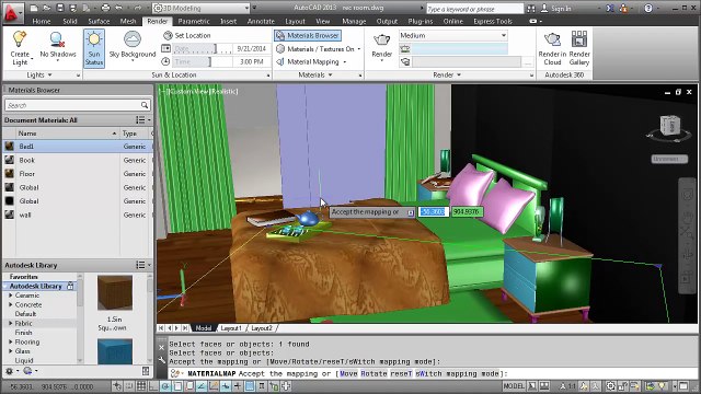 AutoCAD Rendering Settings Interior Bedroom