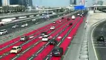 Red road markings on Sheikh Zayed Road to warn speeders in Dubai