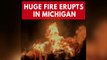 Massive suspected gas line fire burns in Michigan