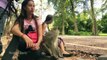Amazing Monkey meeting Cute Girl Funny Monkey with Girl near wild Bayon Temple