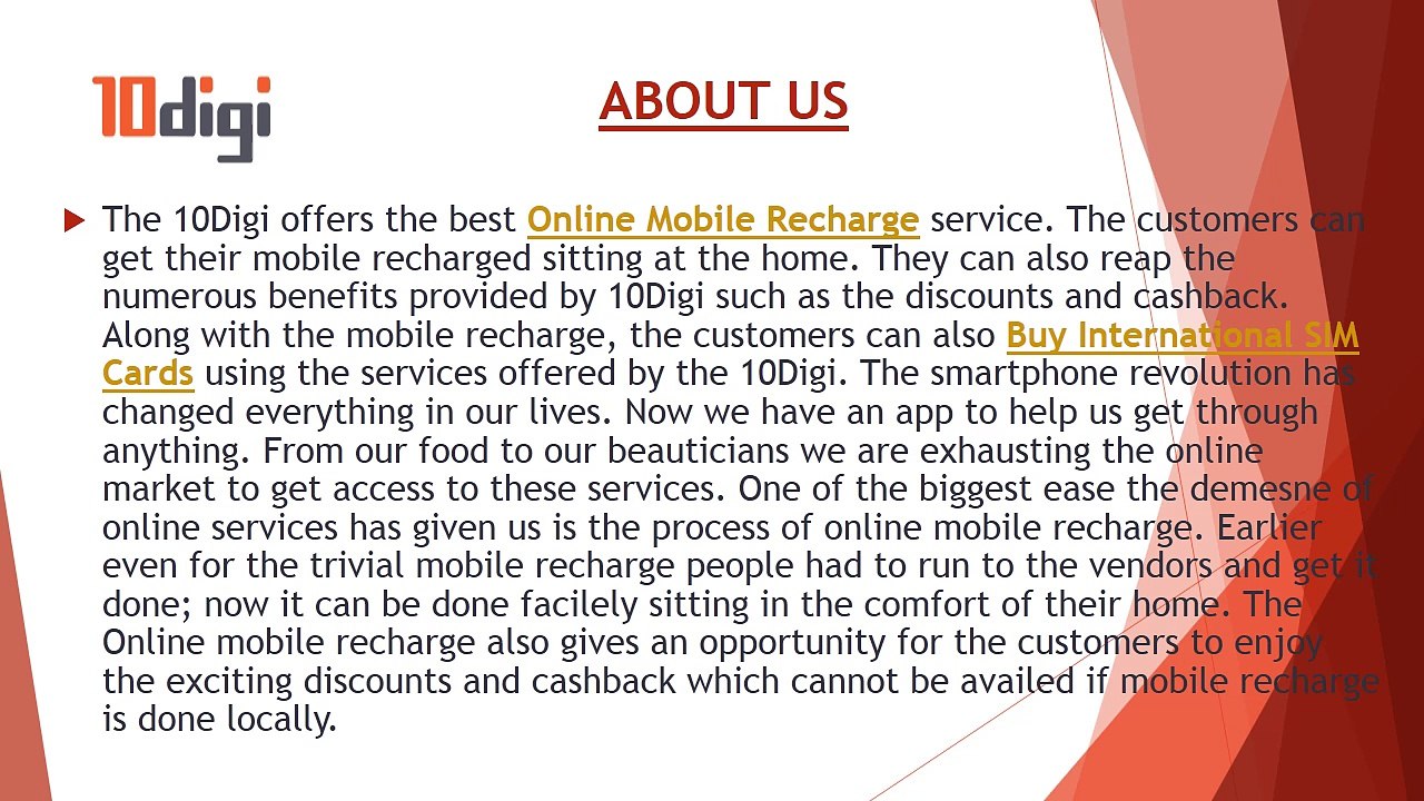 Mobile Recharge Online - 10DIGI
