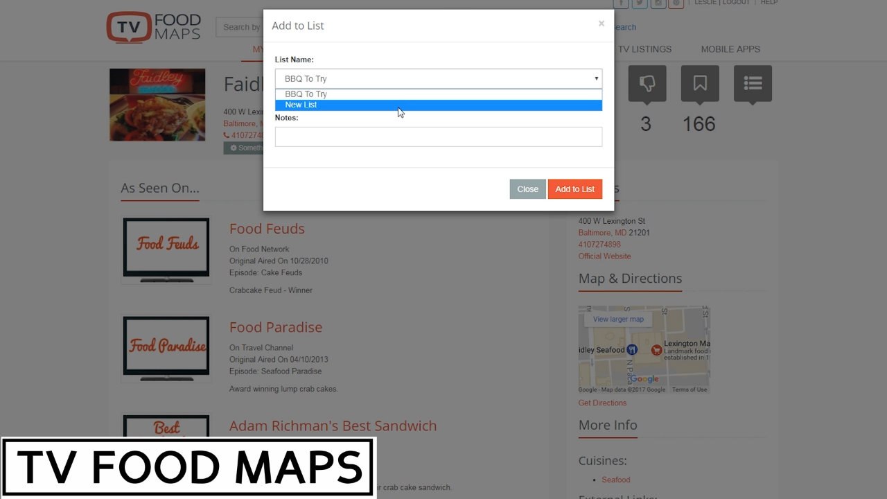 TV Food Maps Connecting you to the Restaurants You See on TV video