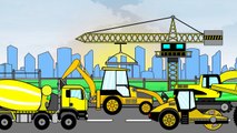 Koparka Betoniarka Ciężarówka Walec Żuraw Bajka Dla Dzieci
