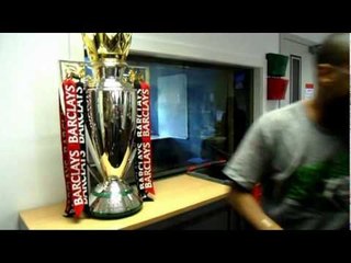 David James, Kevin Mitchell and the Barclays Premier League trophy...
