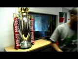 David James, Kevin Mitchell and the Barclays Premier League trophy...