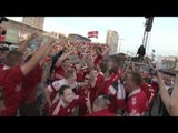 Danish fans go wild in Warsaw fan park at final whistle after beating Holland 1-0