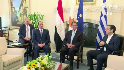 قمة ثلاثية بين الرئيسين المصري والقبرصي ورئيس الوزراء اليوناني في نيقوسيا