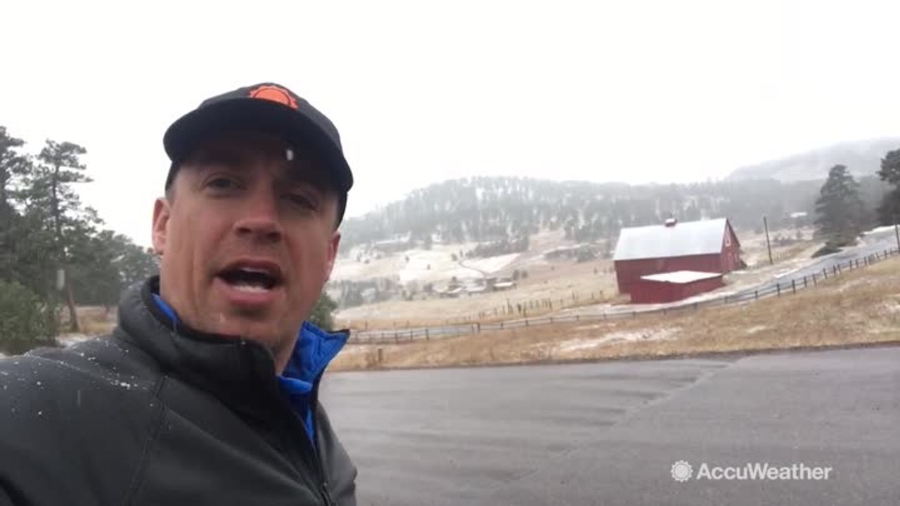 Reed Timmer reporting on snow in the Colorado Rockies