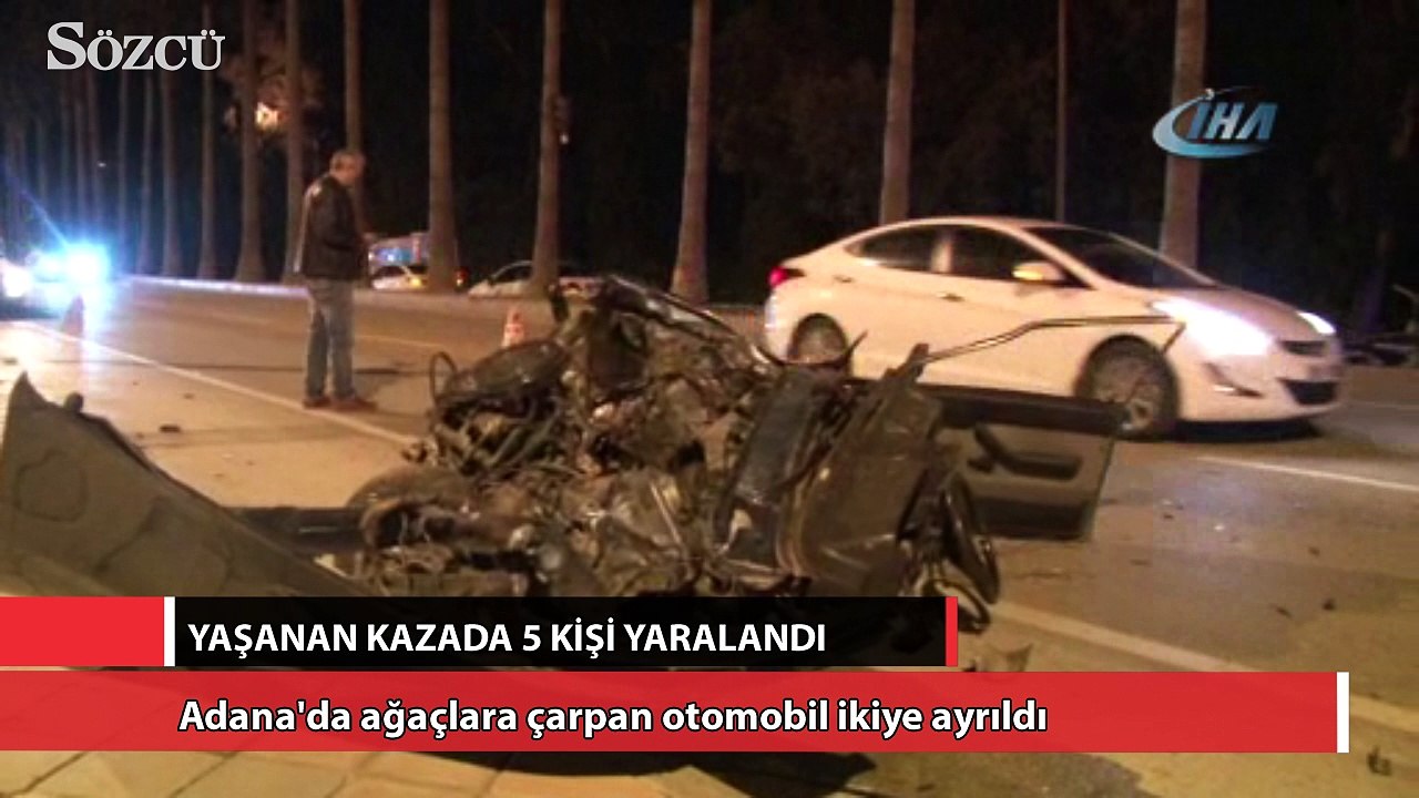 Ağaçlara çarpan otomobil ikiye ayrıldı: 5 yaralı