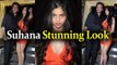 Suhana Khan Stunning Look in orange dress At Earth Restaurant Launch