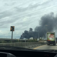 Black Smoke Billows From Houston Recycling Center Fire