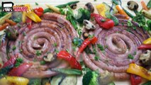 【BIG EATER】3.3lb! Giant spiral sausage plate!【MUKBANG】【RussianSato】-_iN3YpXaY70