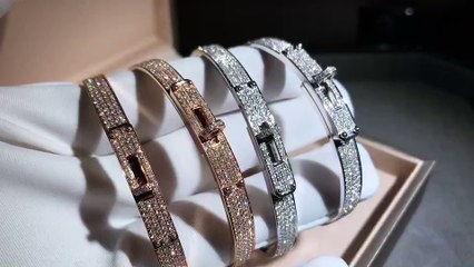 real gold and diamonds hermes  bracelet