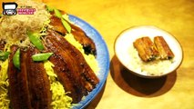 【MUKBANG】7 Eel Slices! Eat 4.5 kg Mega Eel Donburi in 30 Minutes! 【Russian Sato】-JRyciDvbYv8