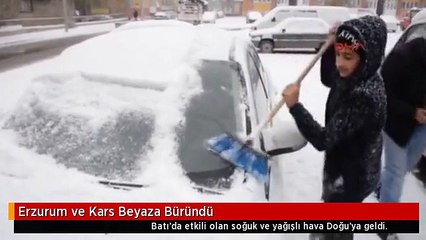 Erzurum ve Kars Beyaza Büründü