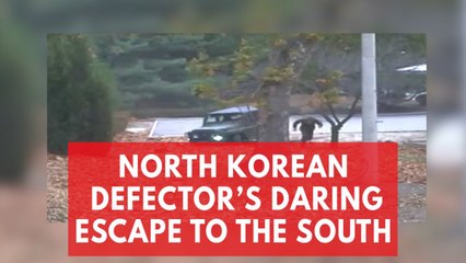 下载视频: Dramatic footage shows the moment North Korean defector escapes to the South