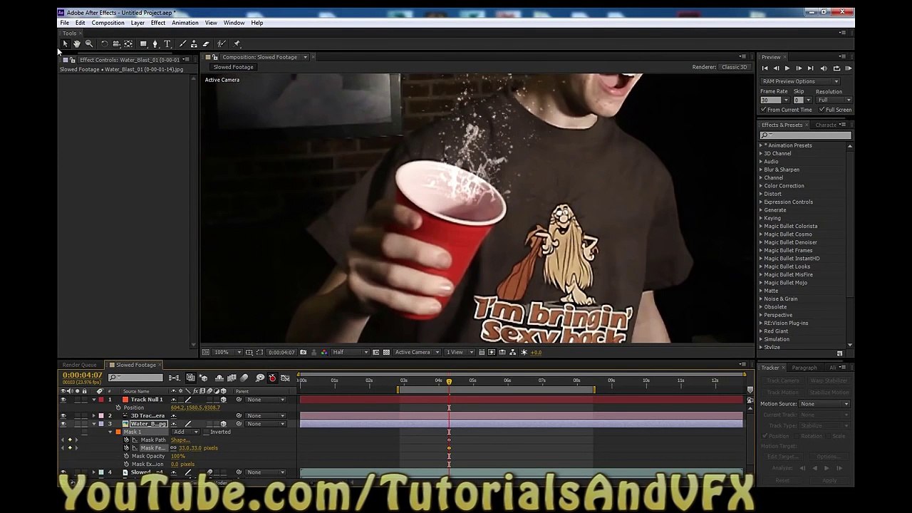 How to Stop Time with 3D Water in the Air - After Effects CS6 - Time Freeze After Effects Tutorial