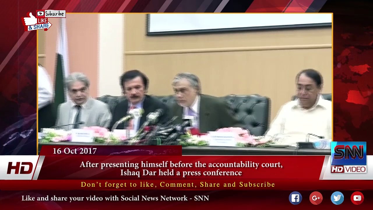 After presenting himself before the NAB,  Ishaq Dar held a press conference