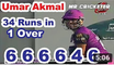 Umar Akmal hit 34 Runs in 1 Over 5 sixs and 1 four in National T20 Cup  Umar Akmal 666646 in 1 Over