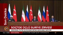 Cumhurbaşkanı Erdoğan, Ruhani ve Putin ortak açıklama yaptı
