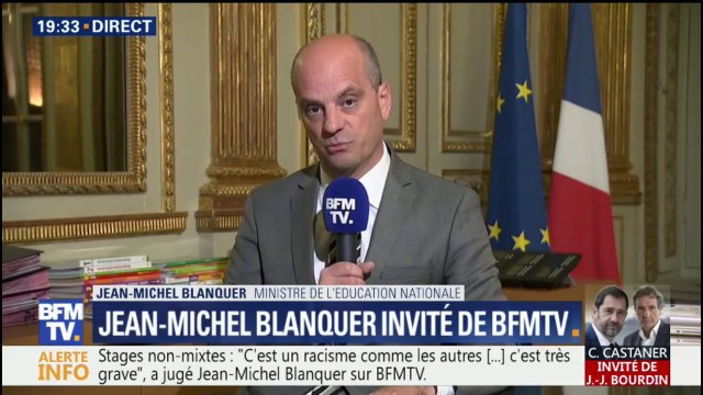 Stages non-mixtes: J’appelle le syndicat Sud à une forme de sursaut républicain , déclare Blanquer